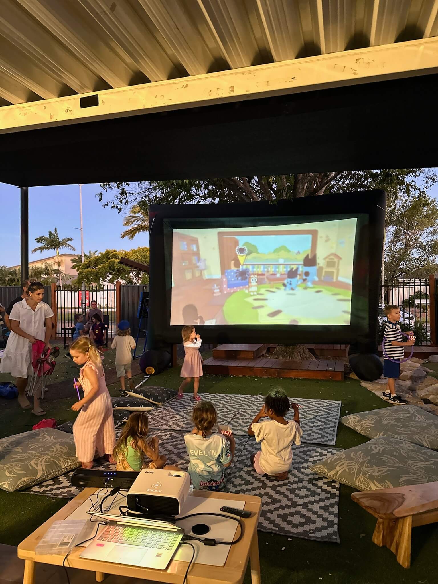 Backyard Outdoor Movie Night Showing Bluey